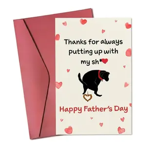 Funny Father’s Day Dog Card, Thanks for Putting Up with My Sh*t Card, Rude Humor Dad Greeting Card