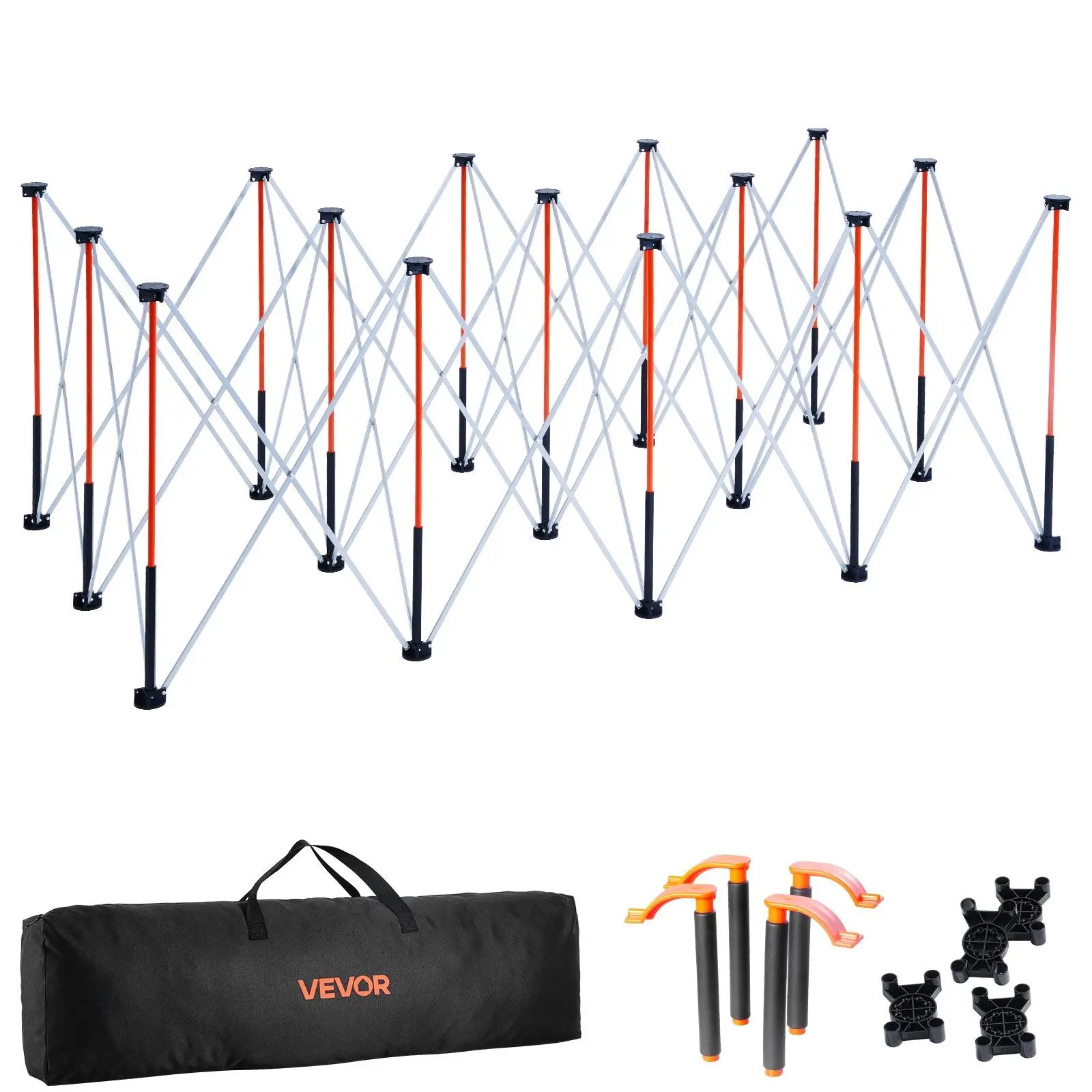 【Summerfinds】VEVOR L-Shape Portable Foldable Workstand, 8.02x4.12 ft Pressure Tested Collapsible Workbench, 6000 lbs Capacity Aluminium Build, Nuts & Bolts Included, Quick Setup, Storage Bag, No Table Top, Space-Saving Fully Assembled for Garage Workshop