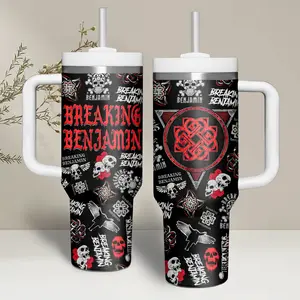 Breaking Benjamin Band Tumbler 40oz 20oz with Handle, Rock Music Fan Insulated Travel Mug, Alternative Metal Band Drinkware Gift