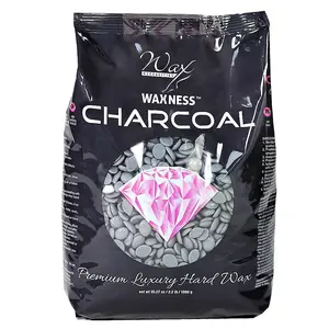 Waxness Charcoal Premium Luxury Hard Wax 2.2 Lb / 1 Kg For Hair Removal, Hypoallergenic, Creamy and Gentle, No strips needed