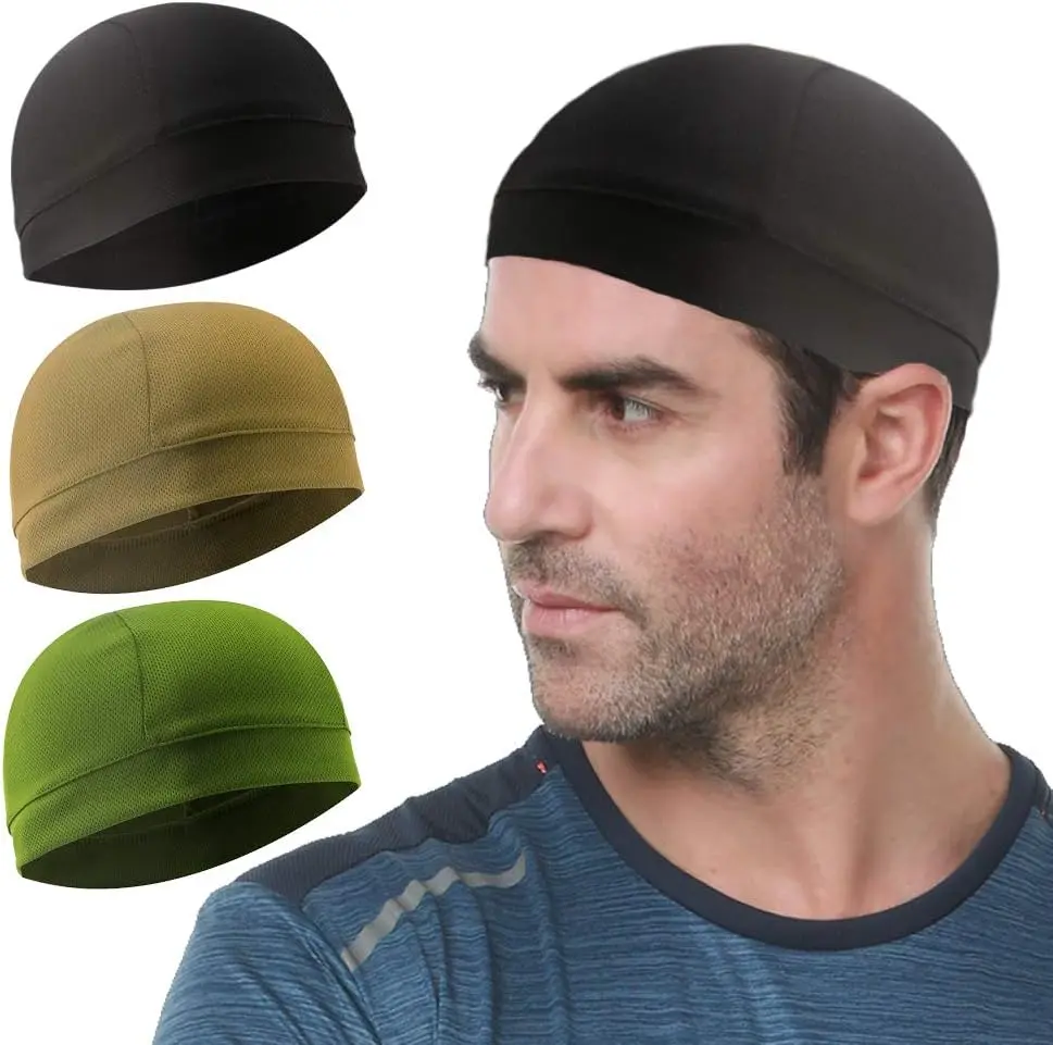 3 Pack Cooling Skull Caps for Adults, Sweat-Wicking Outdoor Athletic Hat & Helmet Liner for Running and Cycling, Outdoor Hat, Biking, Active Lifestyle, Cooling Skull Cap Design, Unisex, Sweat-Wicking Technology, Compression Cap Sports & Outdoor Hats