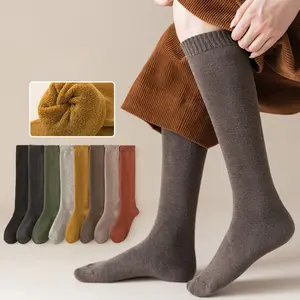 Women's Minimalist Basic Fuzzy Thick Socks - 5-Pair Mixed Color Pack, LJM Random Length Autumn Winter Warm Socks for Ladies