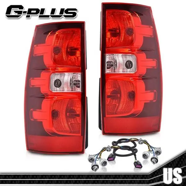 G-PLUS Smoked Rear Tail Light Assembly Pair - Left & Right, Polycarbonate DOT/SAE Compliant OEM Look, Reflective Car Exterior Upgrade, Lights for Car Fit 2007-2014 Chevy Suburban/Tahoe, 2007-2013 Suburban 2500