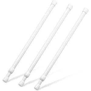 Tension Rod 16 to 28 Inch,  Small Tension Rod, 5/8" Diameter No Drilling Expandable Short Tension Rods Spring Rods, Tension Rods for Closet, Cupboard, Hanging Clothes, 3 Pack, White