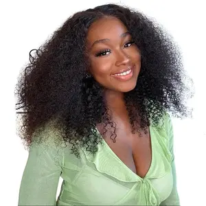 【wigs human hair】4C Hairline Kinky Curly Half Wig | Virgin Human Hair | Flip Over Drawstring | Natural 3C/4A Blend | Glueless Snug 3-in-1 Fit | No Lace No Gel | Beginner Protective | 14" Workout-Ready Style