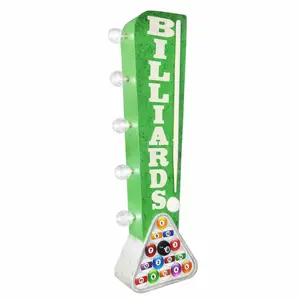 Billiards Double-Sided Marquee LED Sign Vintage Design Pool Hall 25" Wall Decor