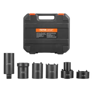 Summervibes VEVOR Spindle Nut Socket Tool Kit, 1/2 inch Drive 6 Piece Axle Hub Nut Socket Set, for Toyota, Ford, 4WD Vehicles and GM Vehicles, with Storage Case, Axle Spindle Nut Retainers Remover