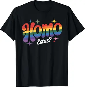 Homo Estas Spanish Mexican Gay Pride Ally LGBTQ Month T-Shirt Pure Cotton Graphic Tees Menswear Top: Gifts for Men & Women