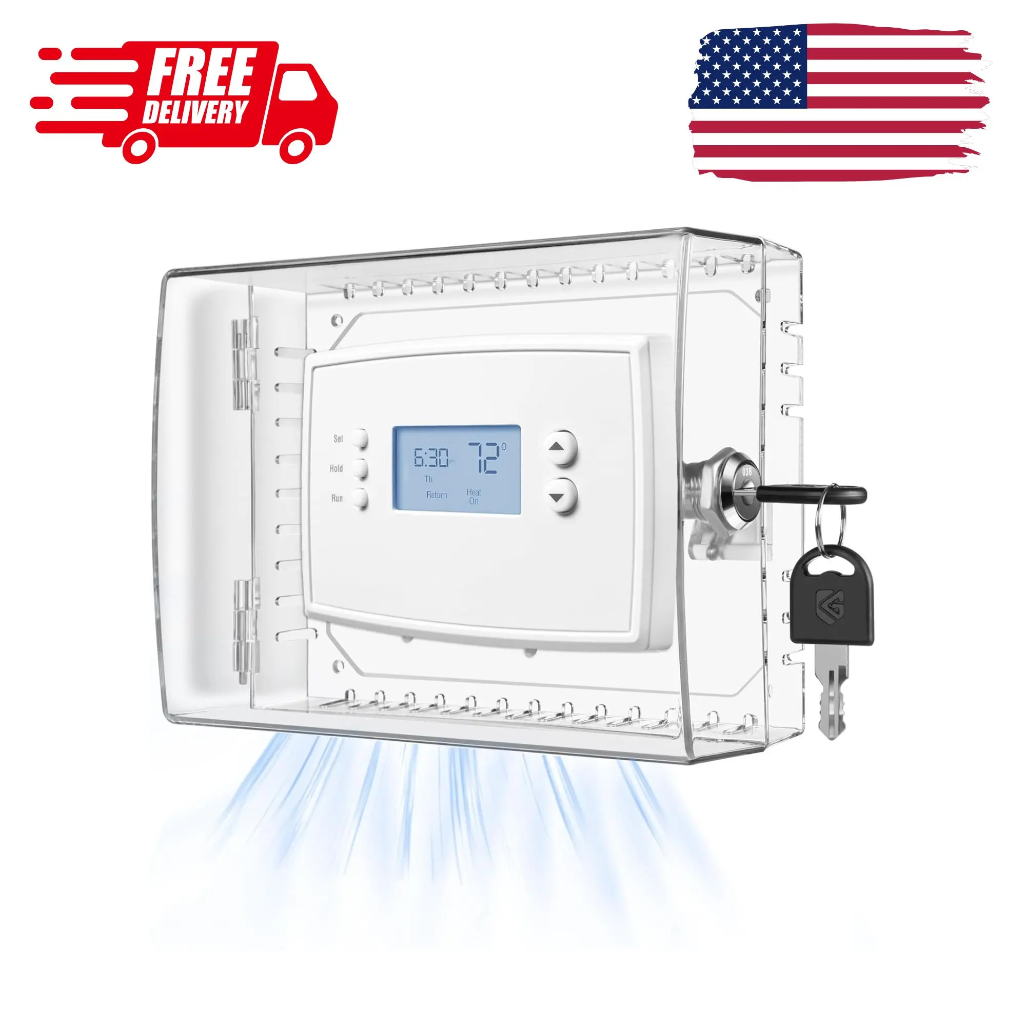 Thermostat Lock Cover Box with Key, 5" H x 6" W