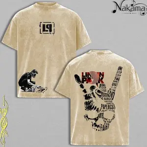 [Nakama] Vintage Linkin Hybrid-Theory Chester Bennington Graphic Washed Tee, One Step Closer Alternative Nu Metal Graphic T-Shirt, Rock Park Streetwear Oversized Unisex Shirt, Heavyweight Premium Cotton Music Fan Gift Apparel, Y2K Grunge Aesthetic Tee EGJ