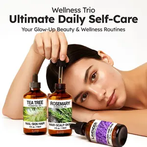 KUKKA Essential Oil Set 12fl/354ml - 3 Organic Blended Oils for Diffuser, Hair & Skin Care, Air Refresh, Meditation, Massage Health Fitness Therapeutic Aromatherapy