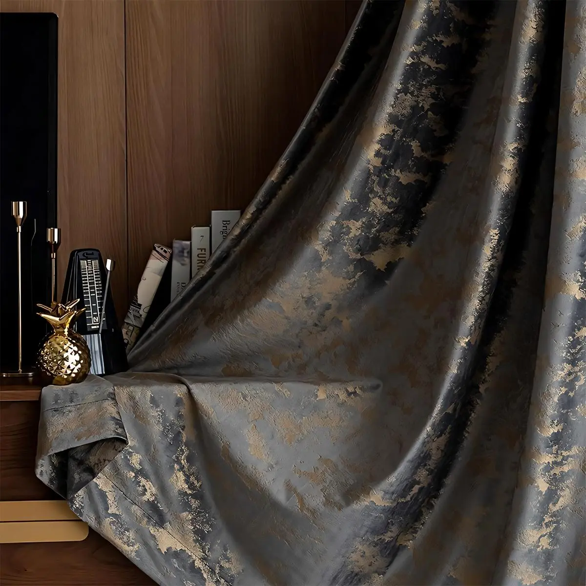 Abstract Pattern Curtain, 2 Counts/set Modern Luxury Thickened Heavy Curtain, Window Drapes for Home Living Room Bedroom Decor Privacy Grommet Curtains