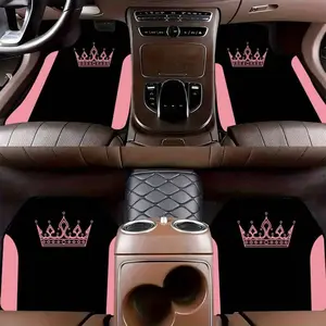 New Crown Print Car Floor Mats Set, Universal Fit for Trucks Suv Cars, Durable Polyester Interior Accessories, Perfect Gift, Car Interior Accessory