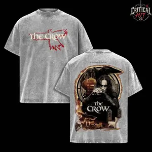 The Crow Eric Draven Vintage Washed Oversized T-Shirt, Gothic Cult Classic Movie Graphic Tee, Heavyweight Cotton Dark Aesthetic Streetwear, Double Sided Brandon Lee Film Fan Shirt, Retro 90s Horror Fantasy Merch Gift SGZ