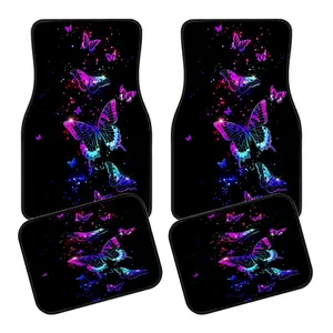 Butterfly Print Car Mat Set, Universal Fit Carpet Mats for Cars, Suvs & Trucks, Full Coverage Interior Accessories