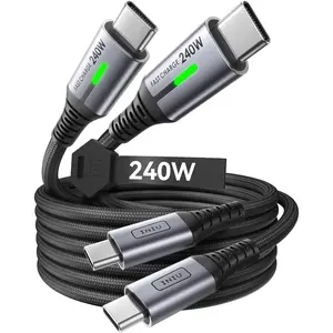 USB C to USB C Cable, 240W Fast Charging [6.6ft, 2-Pack] Type C Charger Cord, Braided USBC Phone Charger Cable for iPhone 16 15 Pro Samsung S24 S23 Laptops MacBook iPad Switch Steam Deck etc. Device Port