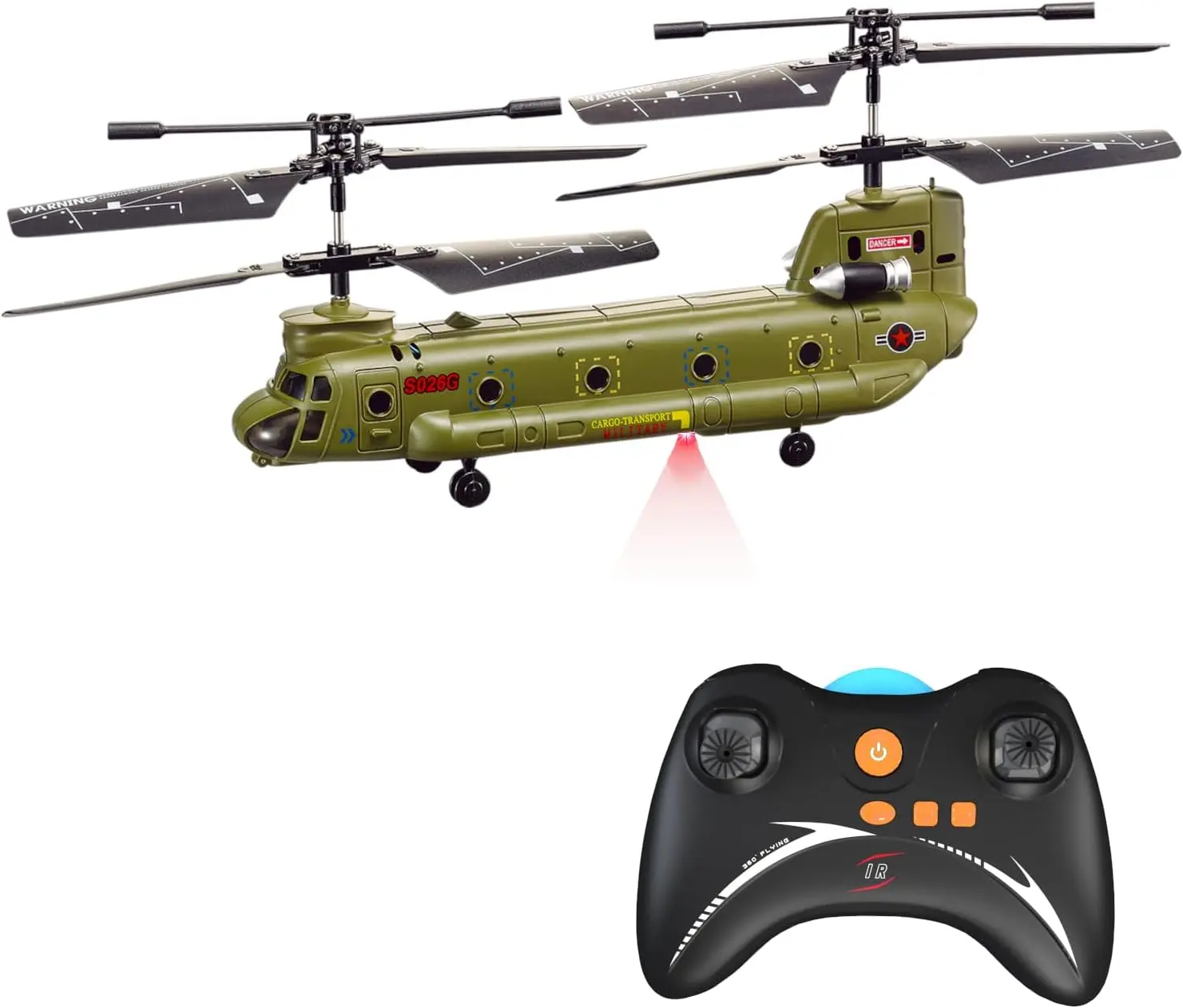 SYMA S026G Chinook CH-47 RC Helicopter - US Army Tandem-Rotor Cargo Transport Military Model, 3CH Infrared Gyro Ready-to-Run Remote Control Flight Toy for Teens, Fun Gift for Birthday, Thanksgiving, Saint Patrick's Day