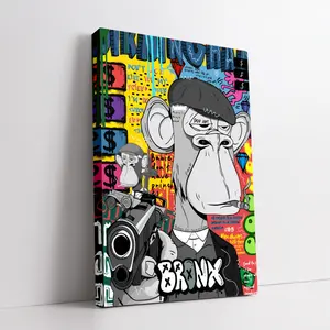 Bored Monkey Canvas Art - 15.7x 11.8inch Wooden Framed Wall Decor, Suitable for Living Room, Kitchen, Hallway, and Stairs - Perfect Gift for Wife, Animal Theme, Wall Decoration