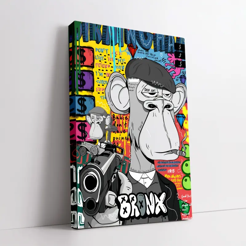 Bored Monkey Canvas Art - 15.7x 11.8inch Wooden Framed Wall Decor, Suitable for Living Room, Kitchen, Hallway, and Stairs - Perfect Gift for Wife, Animal Theme, Wall Decoration