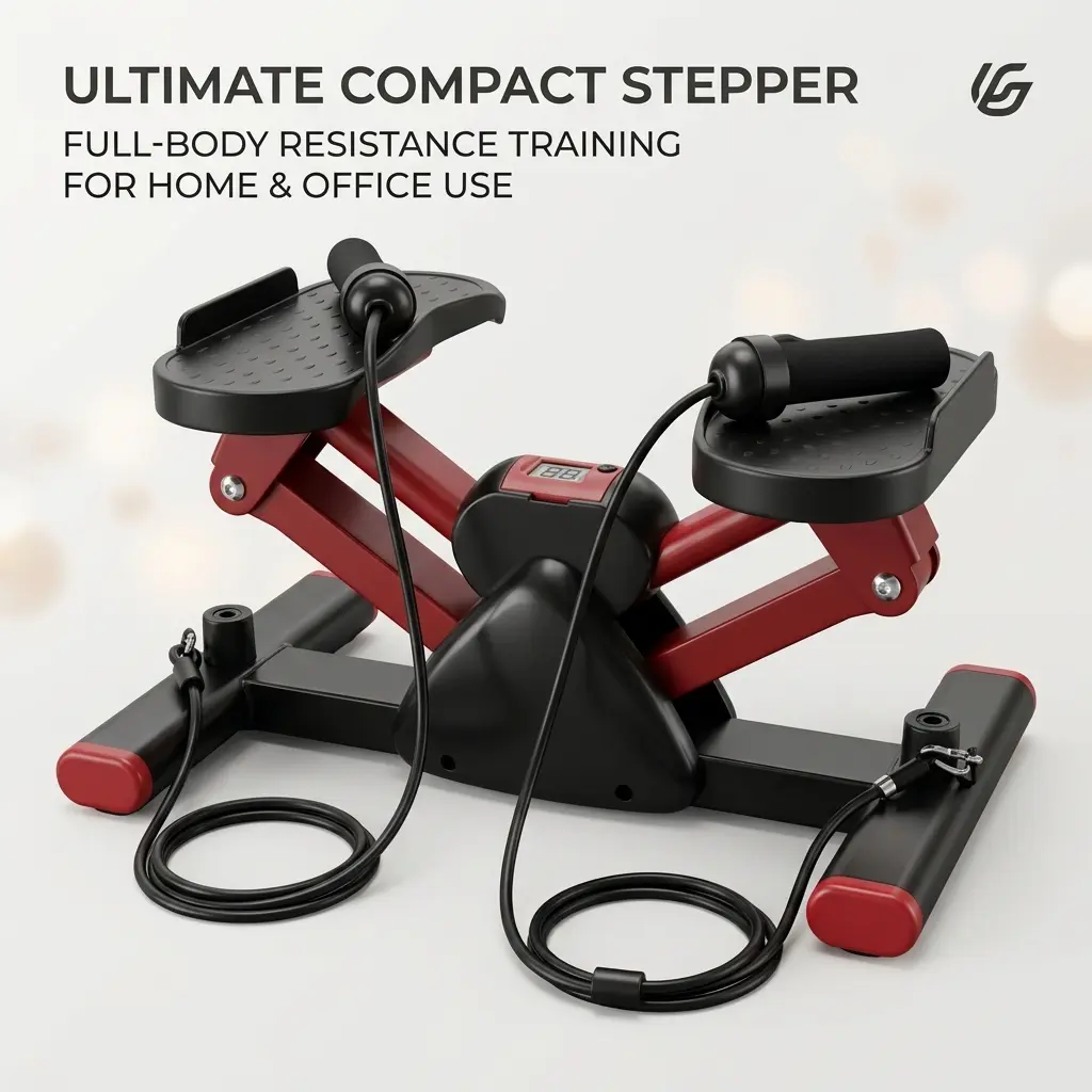 FitOut Pro Mini Twist Stepper - Unisex Functional Exercise Stepper Machine, Home Workout Equipment, Hydraulic Drive Compact Cardio, Steel Frame, 330LBS Capacity, LCD Monitor for Leg Glute Core Home Gym