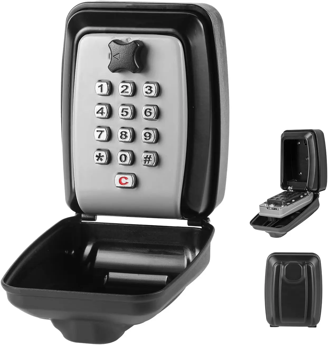 Key Lock Box, Wall Mounted Key Storage Box with 12-Digit Keyboard Combination, Resettable Code, Large Capacity, Waterproof Security Lock Box for Home, Office, Outdoor