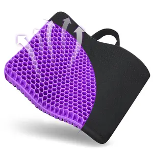 Long-lasting seat cushion - Double-layered thick gel seat cushion. Breathable honeycomb-shaped cushion with anti-slip cover. Suitable for soft and elastic seat cushions for wheelchairs, chairs, car seats. Can relieve sciatica pain.