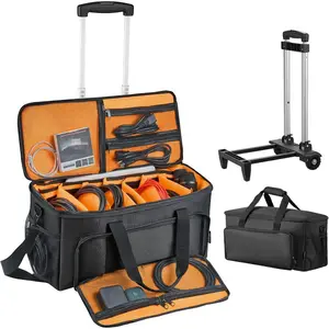 VEVOR Rolling DJ Cable Bag, 1680D, Padded File Gig Bag with Wheels, 6 Detachable Divider, Travel Storage Music Gear Case, for Professional DJ Gear, Musical Instrument and Accessories, Sound EquipmentVEVOR Super Brand Day