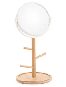 Godinger Round Tabletop Vanity Mirror Standing Tray - Beauty, Makeup and Skincare Routine Open Box