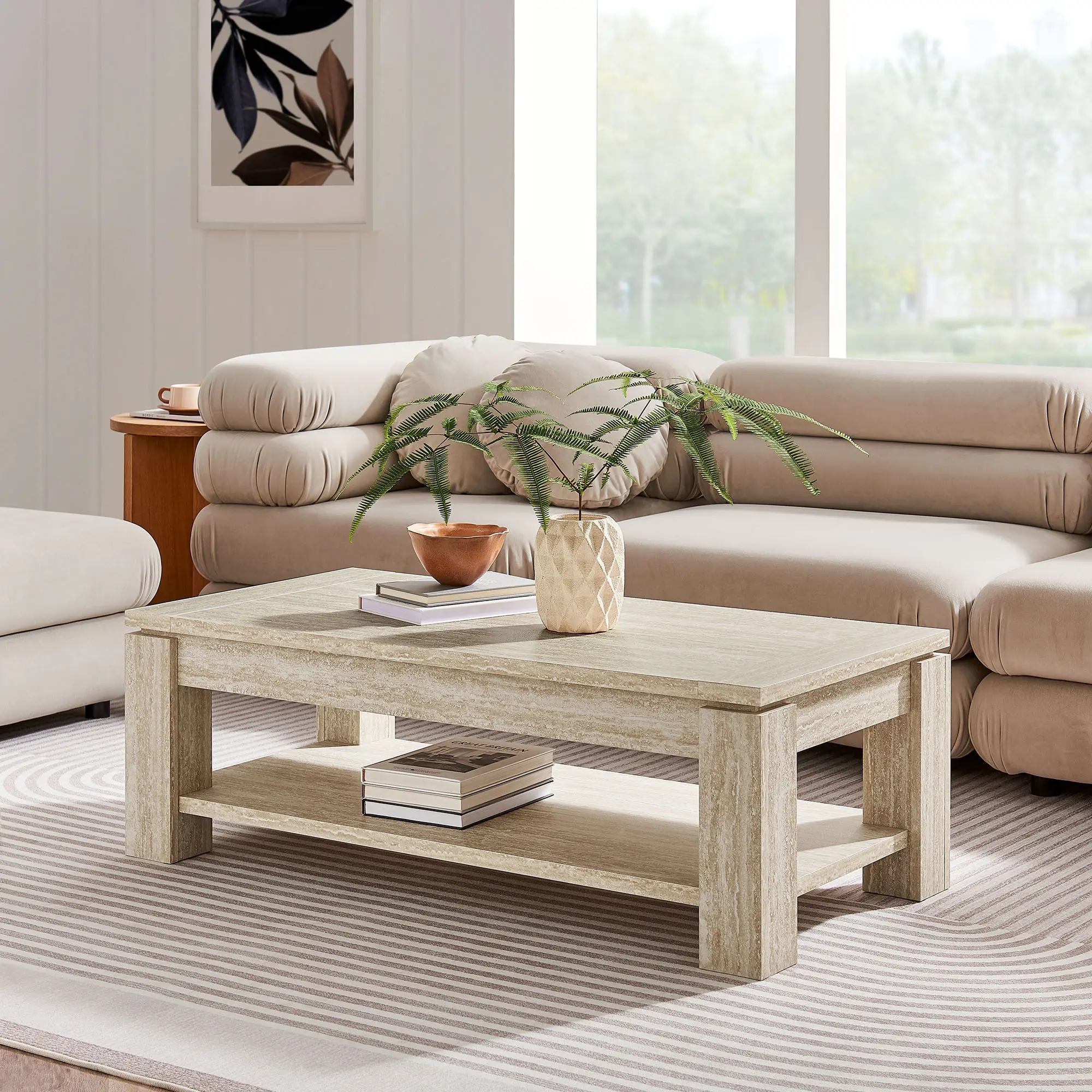 Hollis Travertine Coffee Table in Travertine Hollis Travertine Coffee Table in Travertine
