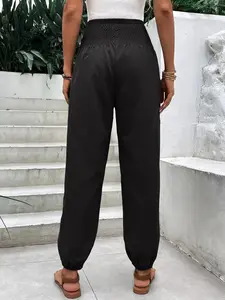 Elastic Waist Loose Fit Harem Pants with Large Pockets, Womenswear, Comfortable and Stylish, Perfect for Daily Wear, Versatile and Trendy