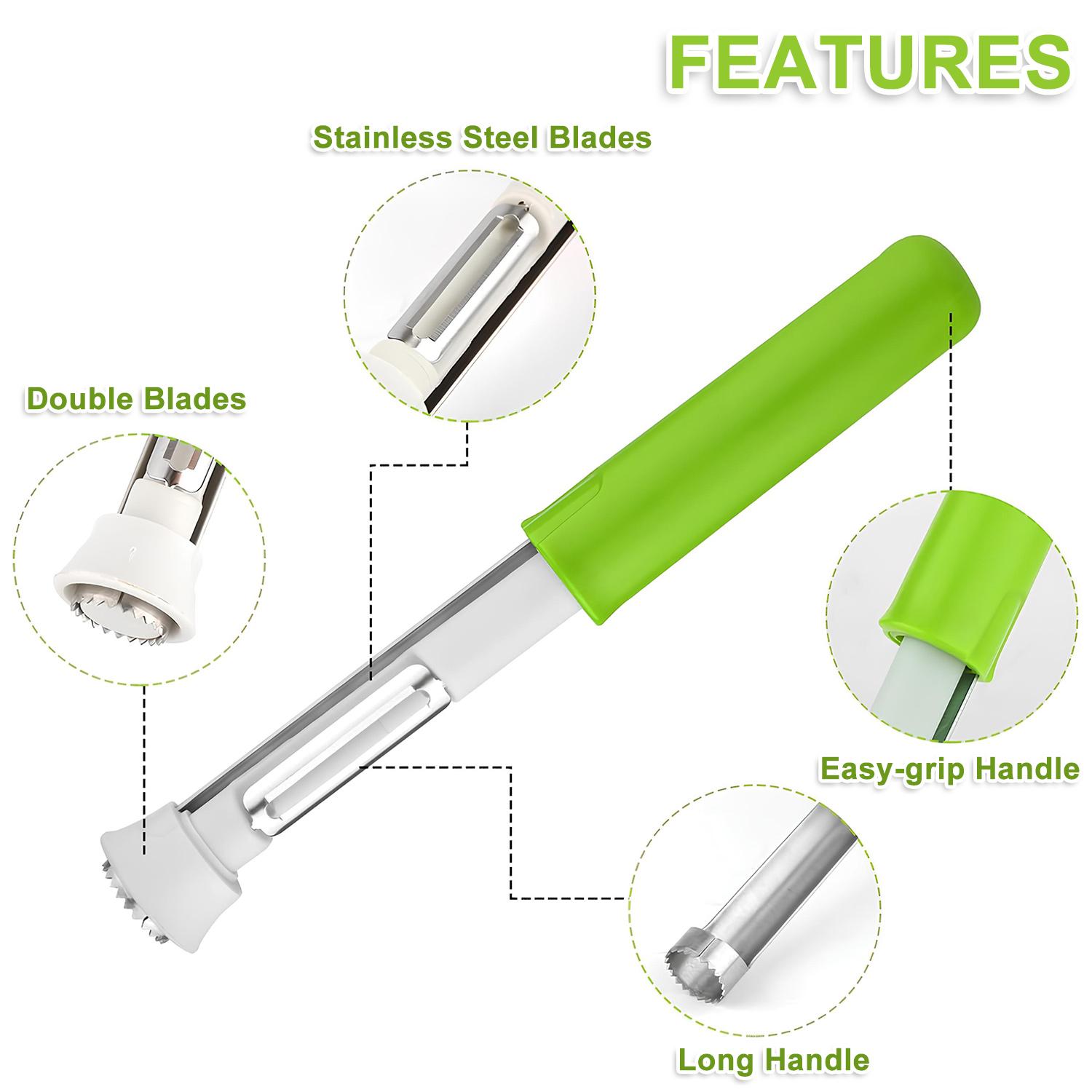 MY HEART FLY 2 in 1 Apple Corer and Peeler Tool, Fruit Vegetable Corer and Peeler Tool, Stainless Steel Apple Peeler Apple Corer Remover Tool Multi-function Corer Tool for Vegetable Fruit Kitchen Gadget