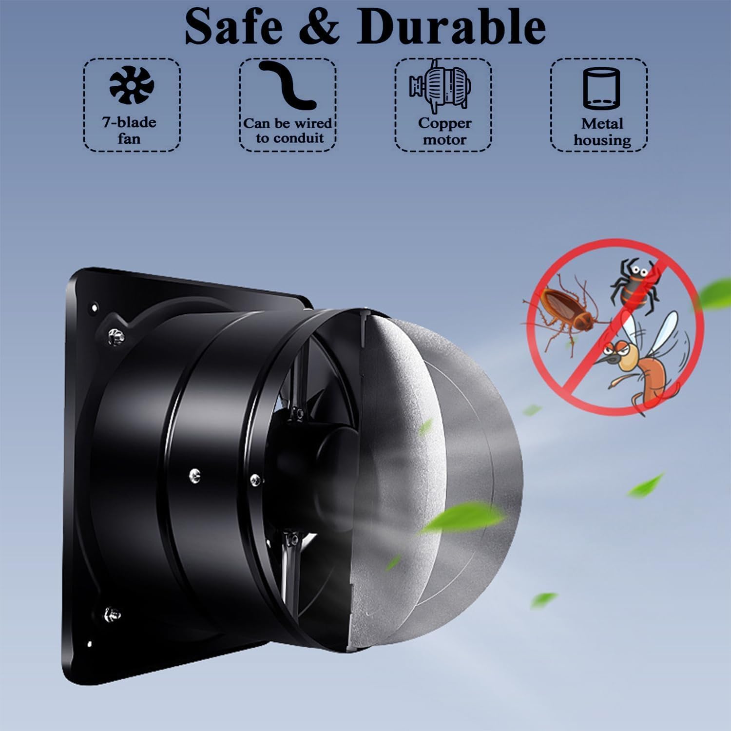 8 inch Exhaust Fan With Switch Through-wall installation Ventilation Fan 110V Exhaust Smoke Fan