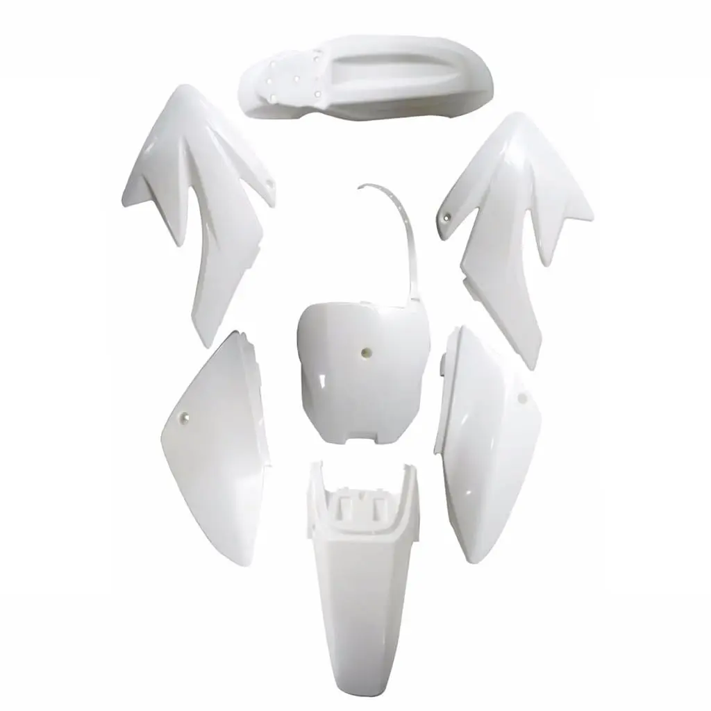 7pcs Motorcycle Plastics Fairing Fender Kit Body Panels for Dirt Pit Bike CRF70 CRF70F XR70 2006-2012 SSR Taotao Thumpstar Pitpro Atomik CRF 70 Fairing Style Offroad Mobility (White)