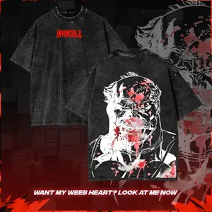 [ COLECTION ] Men's Conquest Invincible Vintage Anime Tee Washed – Conquest Invincible Double Printed Oversized Heavyweight T-Shirt, Conquest Invincible , Anime Lovers, Anime Tee, Anime Lovers Gift, Gift For Him, Gift For Her TY3