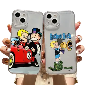 Trend Cartoon Dollar Alec Monopoly Phone Cover For iPhone 11 12 13 14 15 16 17 Pro Max 17AIR 16Plus Clear Soft Silicone TPU Case