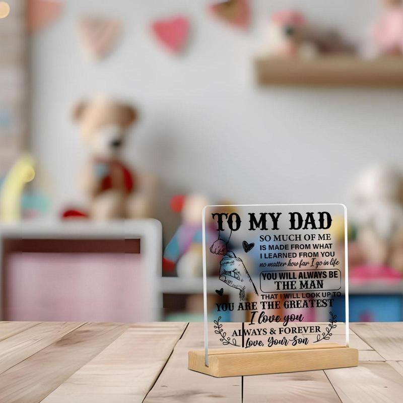 To My Dad Letter-Patterned Acrylic Ornament, Creative Desktop Decoration, Acrylic Plaque Sign for Home & Office, Desk Decoration Ideal for Dad Gifts #TOP PICKS