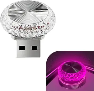 PC USB LED Car Interior Atmosphere Lamp, Plug and Play Portable Mini Car Night Ambient Light, Auto Dashboard Decoration Accessories for Most Cars, SUVs, Trucks (Purple)