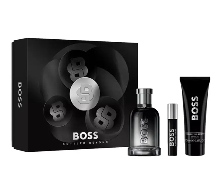 Hugo Boss Bottled Beyond 3.3 oz EDP+ 3.3 gel+ .33 travel spray Mens Gift Set