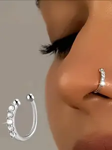 Rhinestone Decorated Nose Ring, Fashionable Nose Ring for Women & Men, Trendy All-Match & Exquisite Jewelry for Birthday Gift