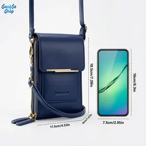 Women's Touch Screen Phone Purse - Mini Solid Crossbody Bag with Card Holder Slots & Adjustable Strap for Daily Use and Travel