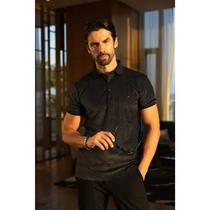 Nuvora Men's Polo Shirt - Cotton Fabric, Short Sleeve, Striped Design - Collar Menswear Top Casual Shortsleeve Tropical Wetsuit