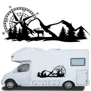Forest Mountain Graphic Car Sticker for RV Horse Trailer Caravan Camper Van Body Decal Decoration Waterproof Outdoor