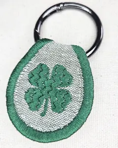 Lucky! Four Leaf Clover - Double Sided Patch Keychain, Bag Decoration, Zipper Pull, Carabiner