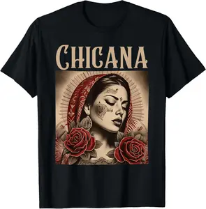 Chicana Style Lowrider Clothes Women Mexican American Latina Summer Casual Shortsleeve Cotton T-Shirt