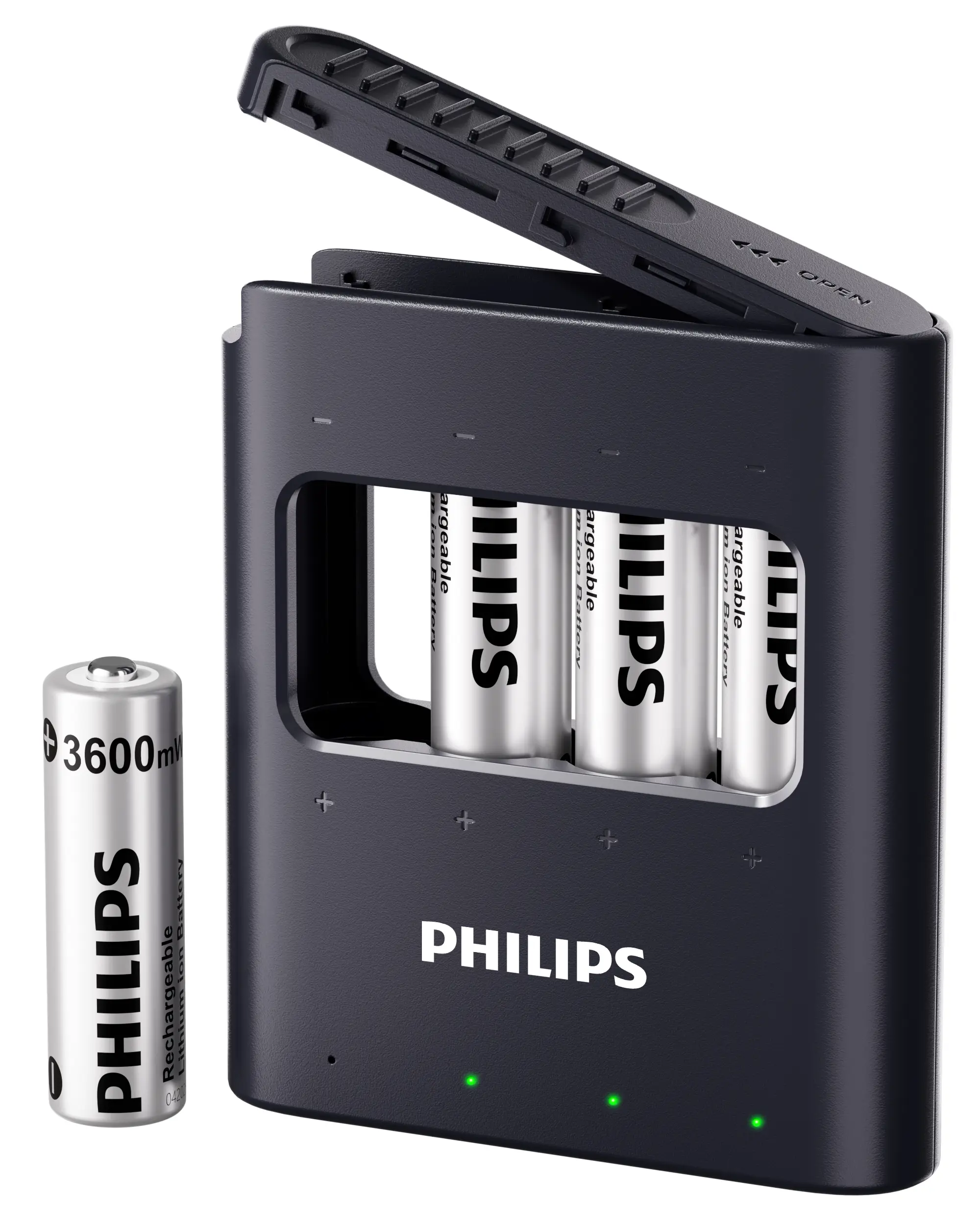 Philips AA Rechargeable Batteries 4-Pack | 1.5V 3600mWh for Xbox/PS5/Blink Cam | 1200x Life
