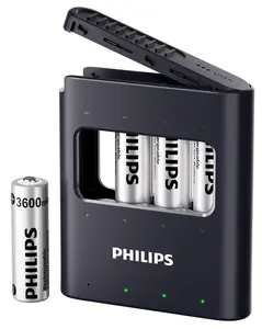 Philips AA Rechargeable Batteries 4-Pack | 1.5V 3600mWh for Xbox/PS5/Blink Cam | 1200x Life