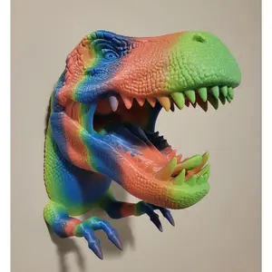Rainbow T-Rex Headphone hook & Controller Holder | Jurassic Park Decor | Gamer Headset Stand | Dinosaur Gift for Gaming Setup