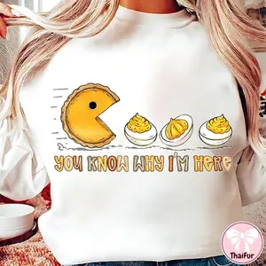 Funny Thanksgiving Deviled Eggs Sweatshirt, Retro Pumpkin Pie Sweatshirt, Autumn Fall Season, Cute Thanksgiving