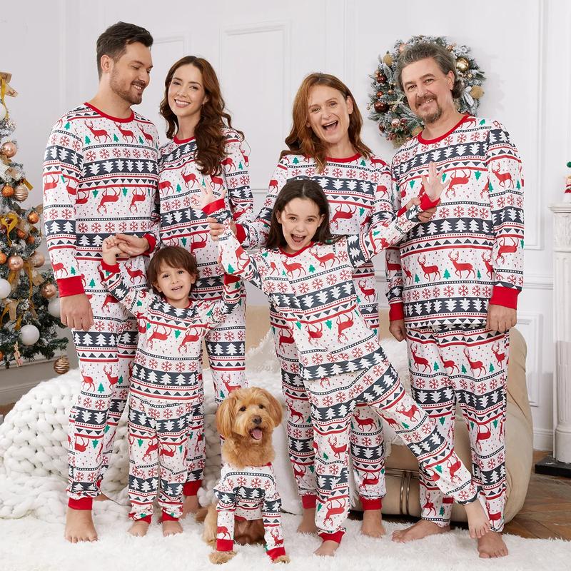 PatPat Christmas Pajamas Soft & Stretchy Fair Isle Reindeer Family ...