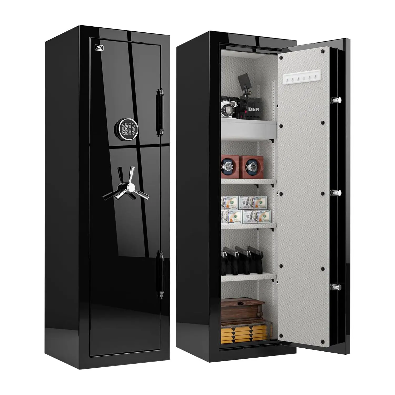 TIGERKING 8.12 Cu Ft Fireproof Safe for Home | Heavy Duty Digital Lock Safe with Drawer & Adjustable Shelves | Business Office Security